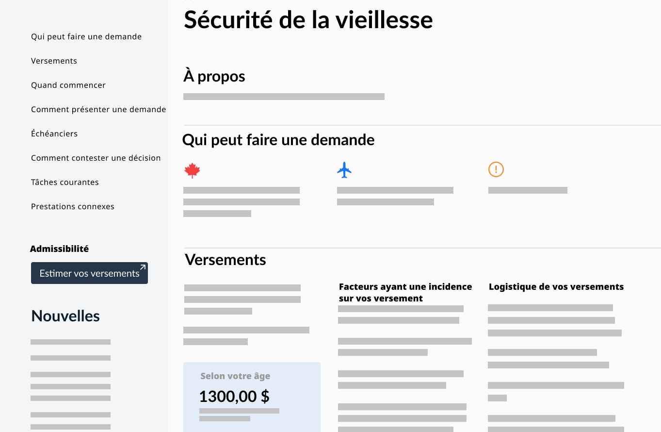 Page de la Sécurité de la vieillesse